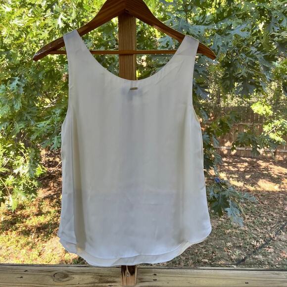 Donna Karan Ivory Layered Sleeveless Satin Blouse Size XS - Picture 2 of 8